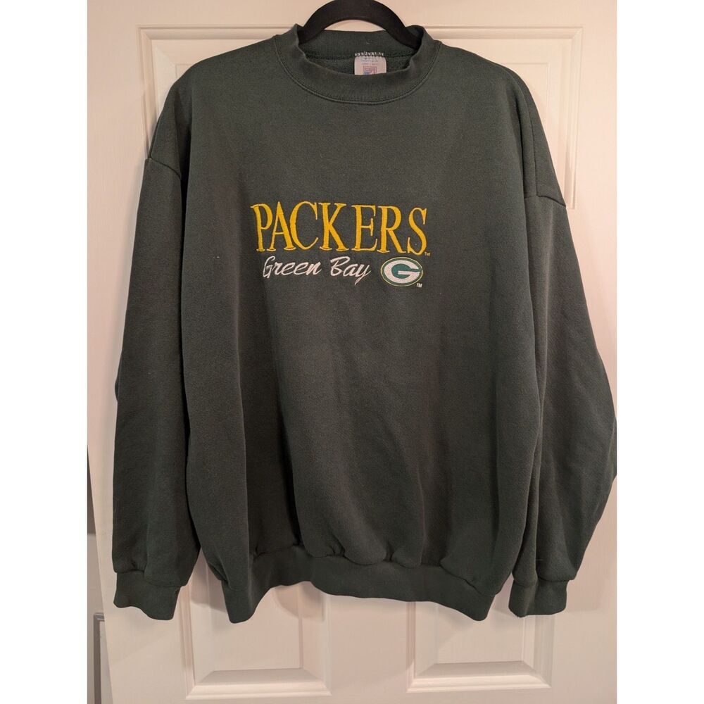 Vintage 90s Logo 7 Green Bay Packers Embroidered Sweatshirt Men's XL Made in USA